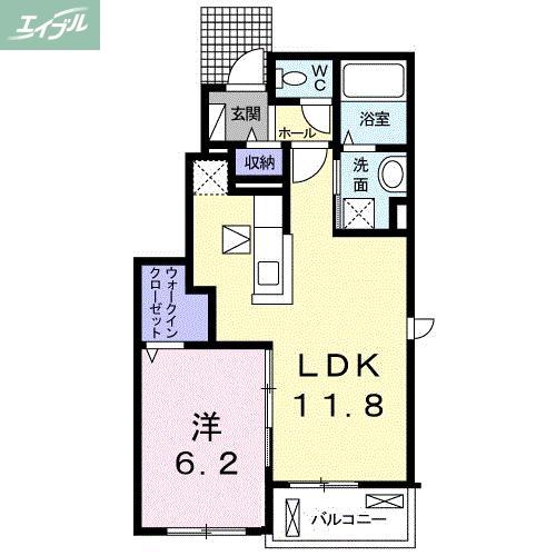 メゾフォルテ京山(1LDK/1階)の間取り写真