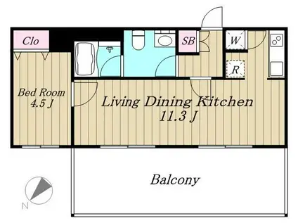 フォレシティ桜新町α(1LDK/4階)の間取り写真