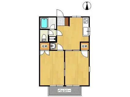 ユニメント船越B(2DK/2階)の間取り写真