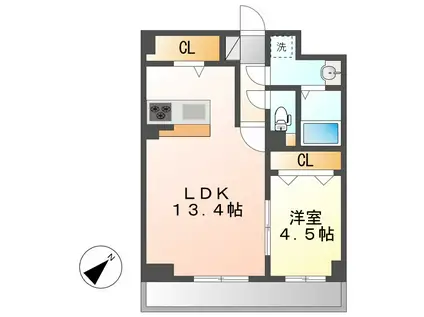 ウルフィエスタ徳川(1LDK/6階)の間取り写真