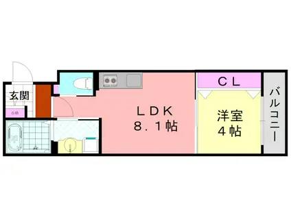 ダン・ル・ボア鳳東(1LDK/3階)の間取り写真