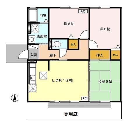ブルーグラース(3LDK/1階)の間取り写真
