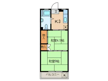 ハイム大竹(2K/2階)の間取り写真