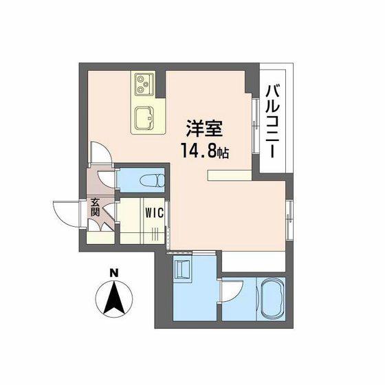 ユーグレイス東島田(ワンルーム/2階)の間取り写真
