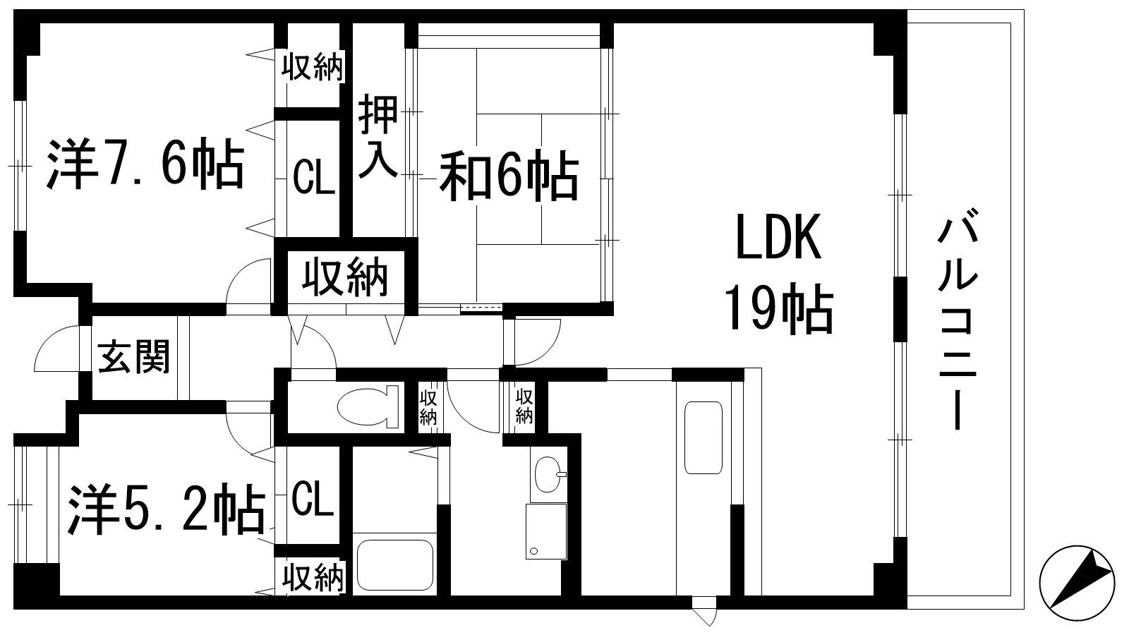 アメニティコート宝塚湯本(3LDK/13階)の間取り写真