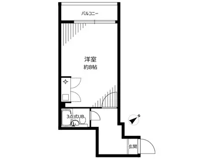 ライオンズマンション築地(ワンルーム/6階)の間取り写真