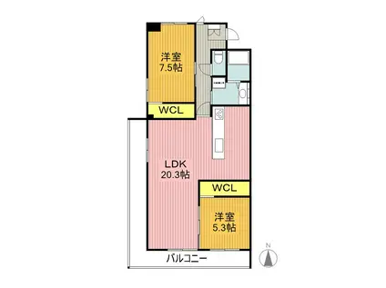 ホワイトキャッスル植田II(2LDK/1階)の間取り写真
