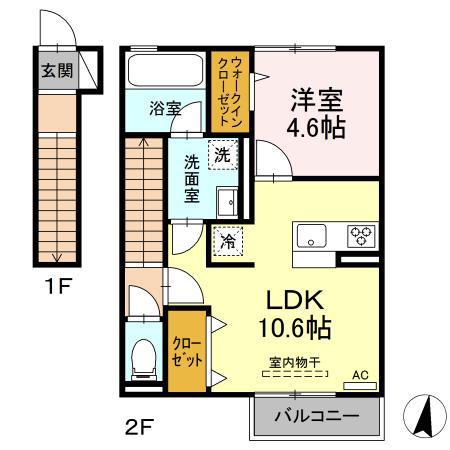 グレースコート(1LDK/2階)の間取り写真