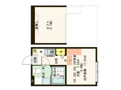 ハーモニーテラス東堀切II(1K/1階)の間取り写真