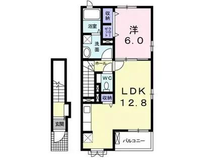 セレーノA(1LDK/2階)の間取り写真