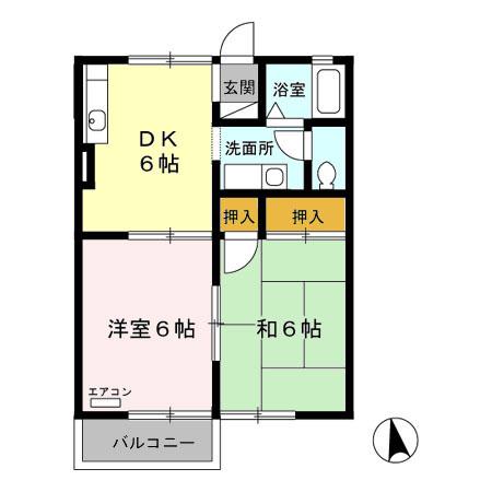 リヴェールキャッスルC(2DK/1階)の間取り写真
