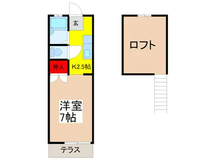 キャリーハイツI(1K/1階)の間取り写真