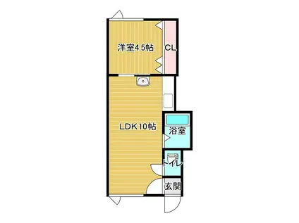 天都山ホワイトハイツ(1LDK/1階)の間取り写真