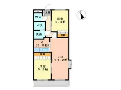 サンフォーレみのう弐番館(2LDK/1階)の間取り写真