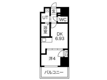 アルティザ仙台花京院(1DK/11階)の間取り写真