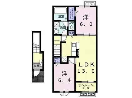 ベル デーア(2LDK/2階)の間取り写真