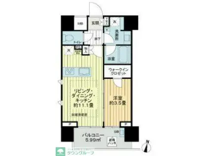 ウィルローズ大宮KAN(1LDK/6階)の間取り写真