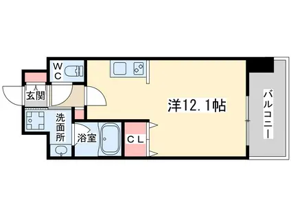 クオーレ(ワンルーム/9階)の間取り写真