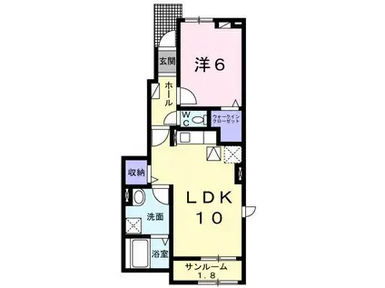 グランド・ポポラ・K・Y(1LDK/1階)の間取り写真