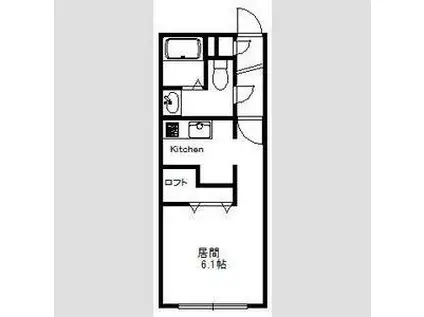ファインブルーム学園前(1K/1階)の間取り写真