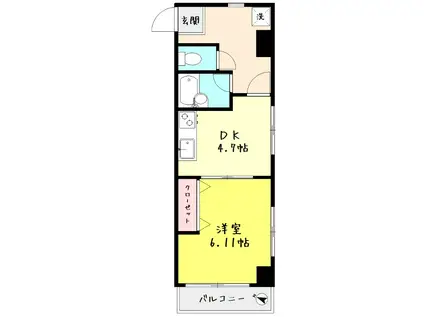 ウェル・クリオネ(1DK/1階)の間取り写真