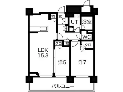 リビオ札幌大通(2LDK/8階)の間取り写真
