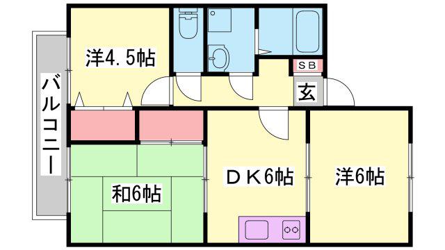 グラッドガーデン・ミキ(3DK/1階)の間取り写真