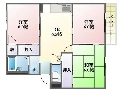 ルミエール曽根A棟(3DK/1階)の間取り写真