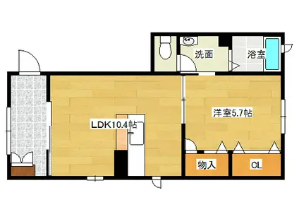 ドミール東雲(1LDK/2階)の間取り写真