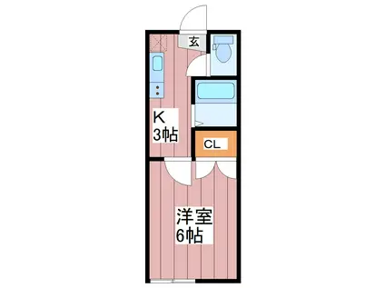 リトルイン(1K/2階)の間取り写真