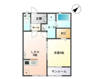 エスポアールII(1LDK/1階)の間取り写真