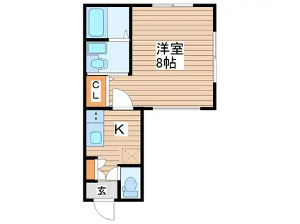 グランシャンテ南鍛冶町(1K/2階)の間取り写真