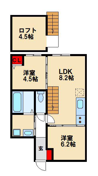 グランステイツ小郡(2LDK/1階)の間取り写真