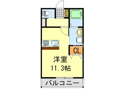 メルローズ蘇我(ワンルーム/3階)の間取り写真