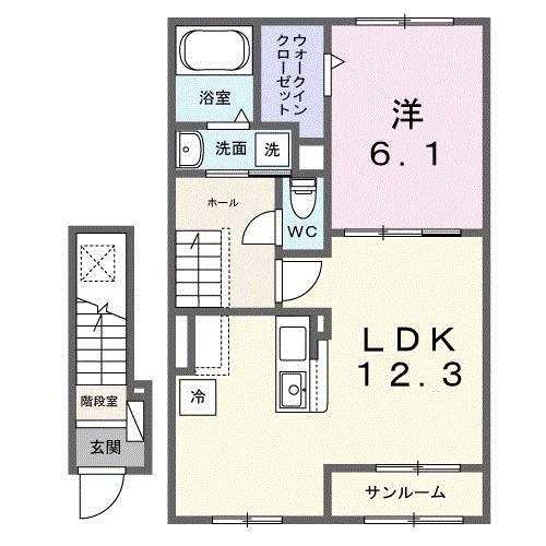 関東鉄道常総線 ゆめみ野駅 徒歩10分 2階建 新築(1LDK/2階)の間取り写真