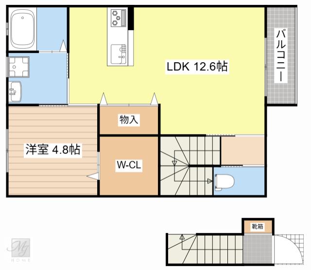 ラフィネ西今(1LDK/2階)の間取り写真