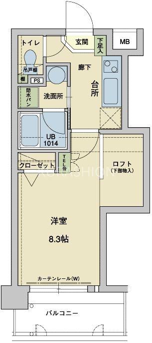 アクタス天神アネックス(1K/12階)の間取り写真