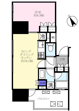 サンウッド東中野(1LDK/11階)の間取り写真