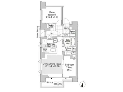 パークフラッツ渋谷神山町(2LDK/7階)の間取り写真