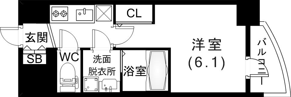 セレニテ三宮リアン(1K/10階)の間取り写真