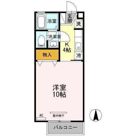 クレスト木太 A棟(1K/1階)の間取り写真