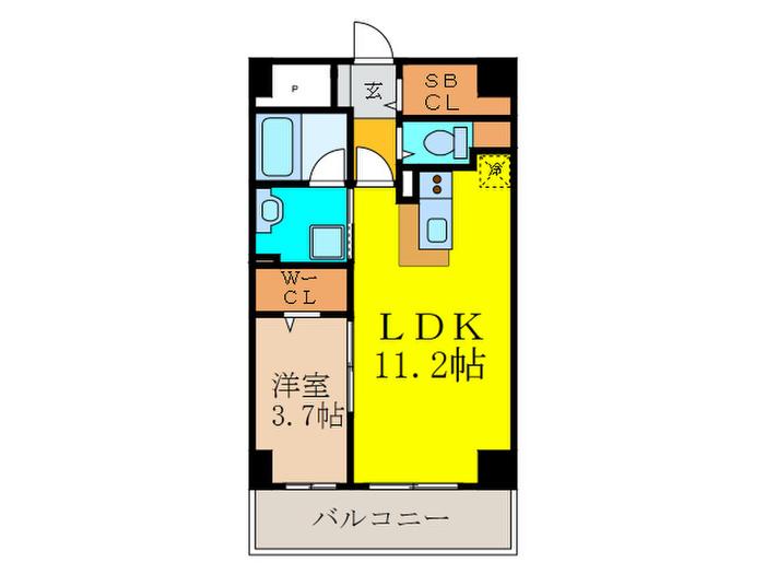アクトタレイア茨木駅前(1LDK/7階)の間取り写真