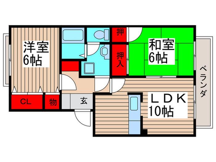 サンハイツ北方A棟(2LDK/2階)の間取り写真