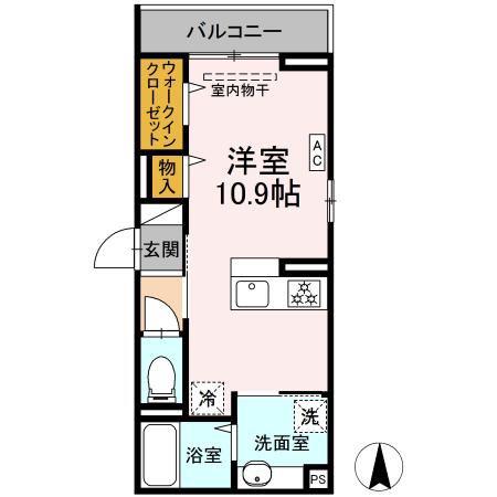ビーエムケイ(ワンルーム/2階)の間取り写真