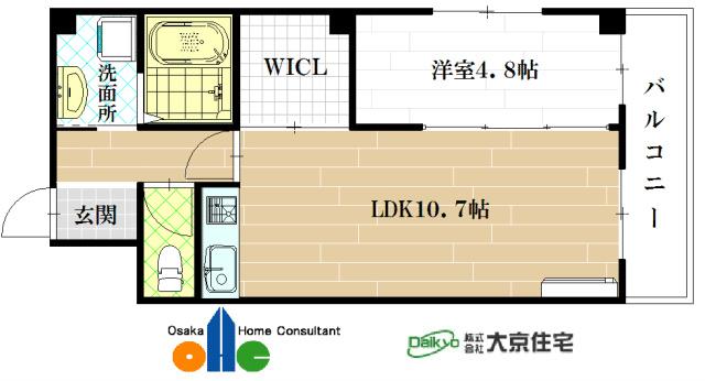 ピオニー久宝寺(1LDK/6階)の間取り写真