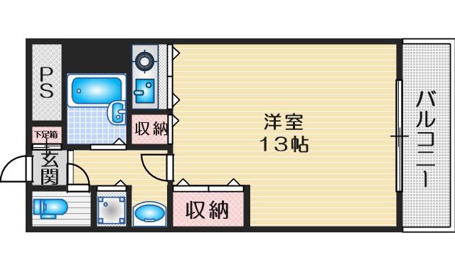 シャトレ豊津2(ワンルーム/4階)の間取り写真