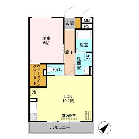 レジデンスデュオ(1LDK/3階)の間取り写真