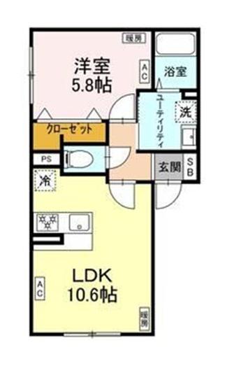 FIRST SKY G(1LDK/1階)の間取り写真