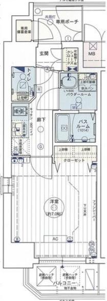 エステムコート名古屋新栄IIIグローリィ(1K/9階)の間取り写真