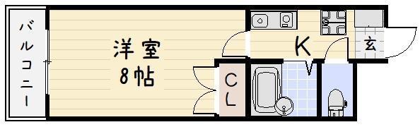 リファレンス片野(1K/6階)の間取り写真
